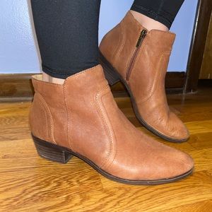Lucky Brand Brown Leather Ankle Boots Low Heel